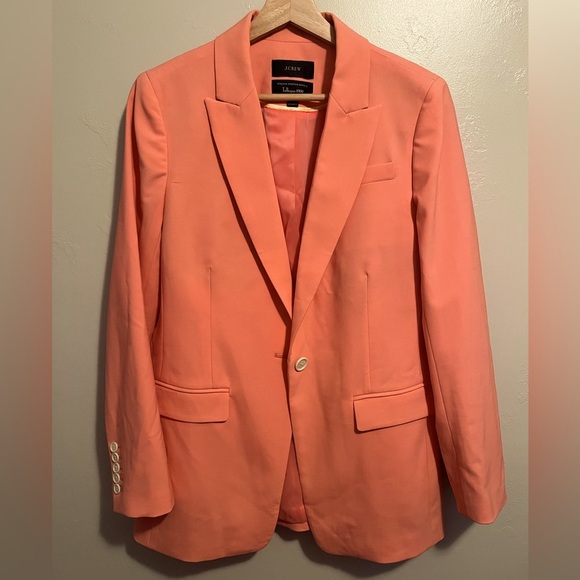 J. Crew Tollegno 1900 Italian Stretch Wool Long Parke Blazer Coral/Orange - Picture 1 of 14